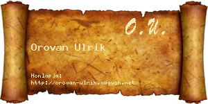Orovan Ulrik névjegykártya